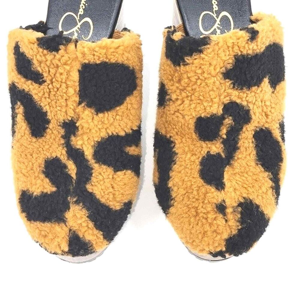 Jessica Simpson Tollia Clog Mules Faux Shearling Leopard Print Women's Size 6 - Picture 10 of 10